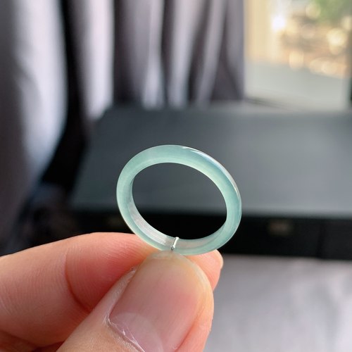 天然A货冰种白月光翡翠戒指