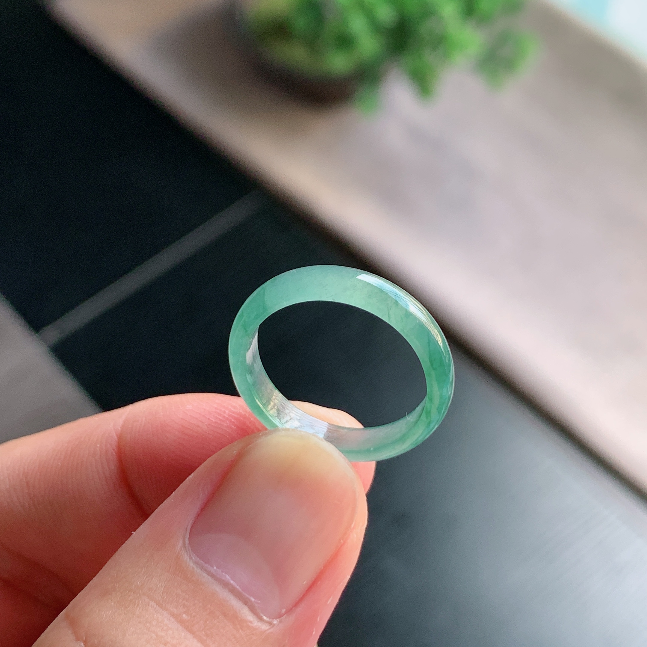 天然A货翡翠冰种16号天空蓝戒指