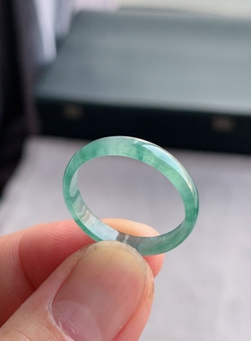 天然A货翡翠 冰种23号飘花男女戒指指环素圈戒圈尾戒XGD7