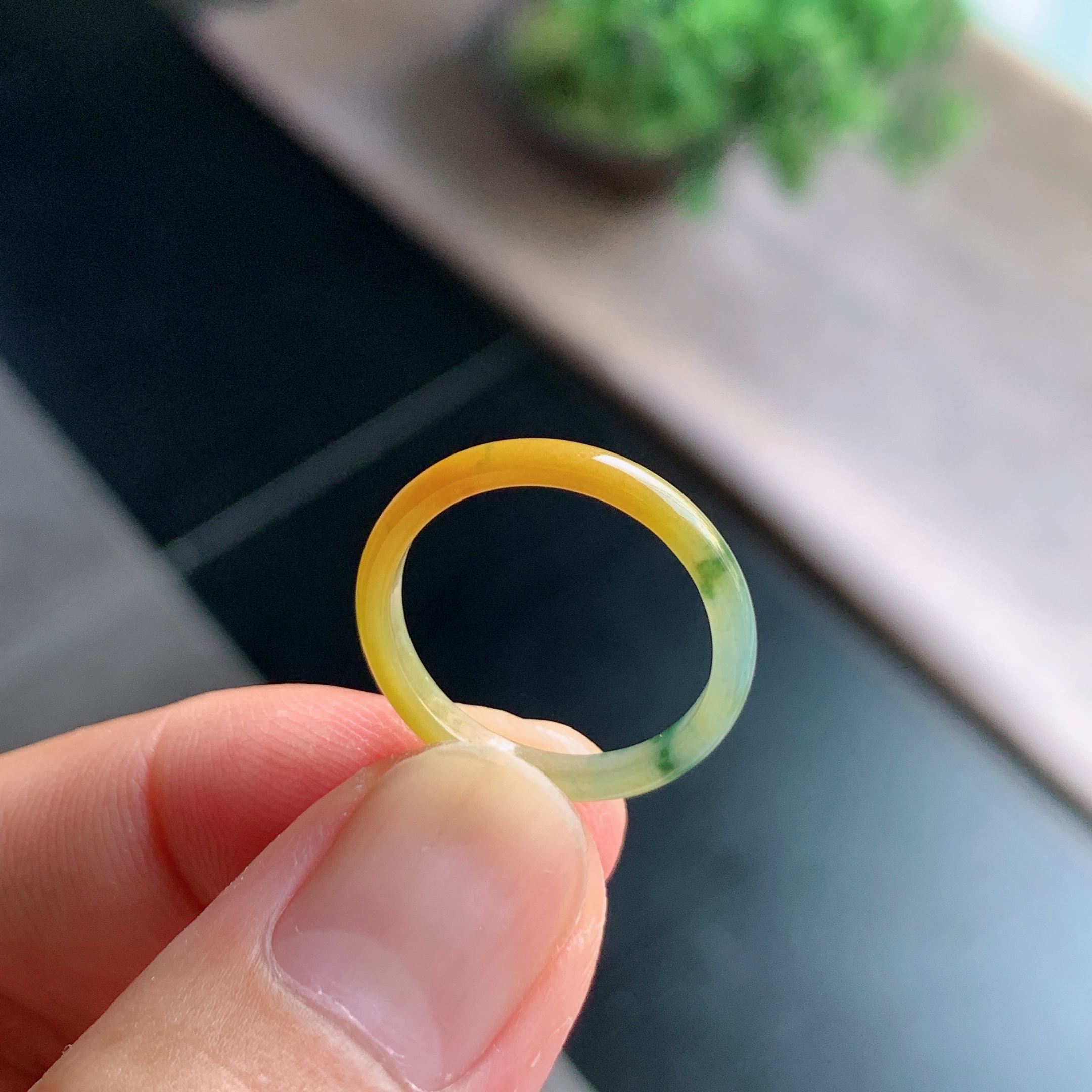 天然A货翡翠冰种15号冰黄翡戒指