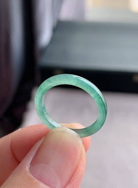 天然A货翡翠 冰种17号天空蓝男女戒指指环素圈戒圈尾戒XJF2
