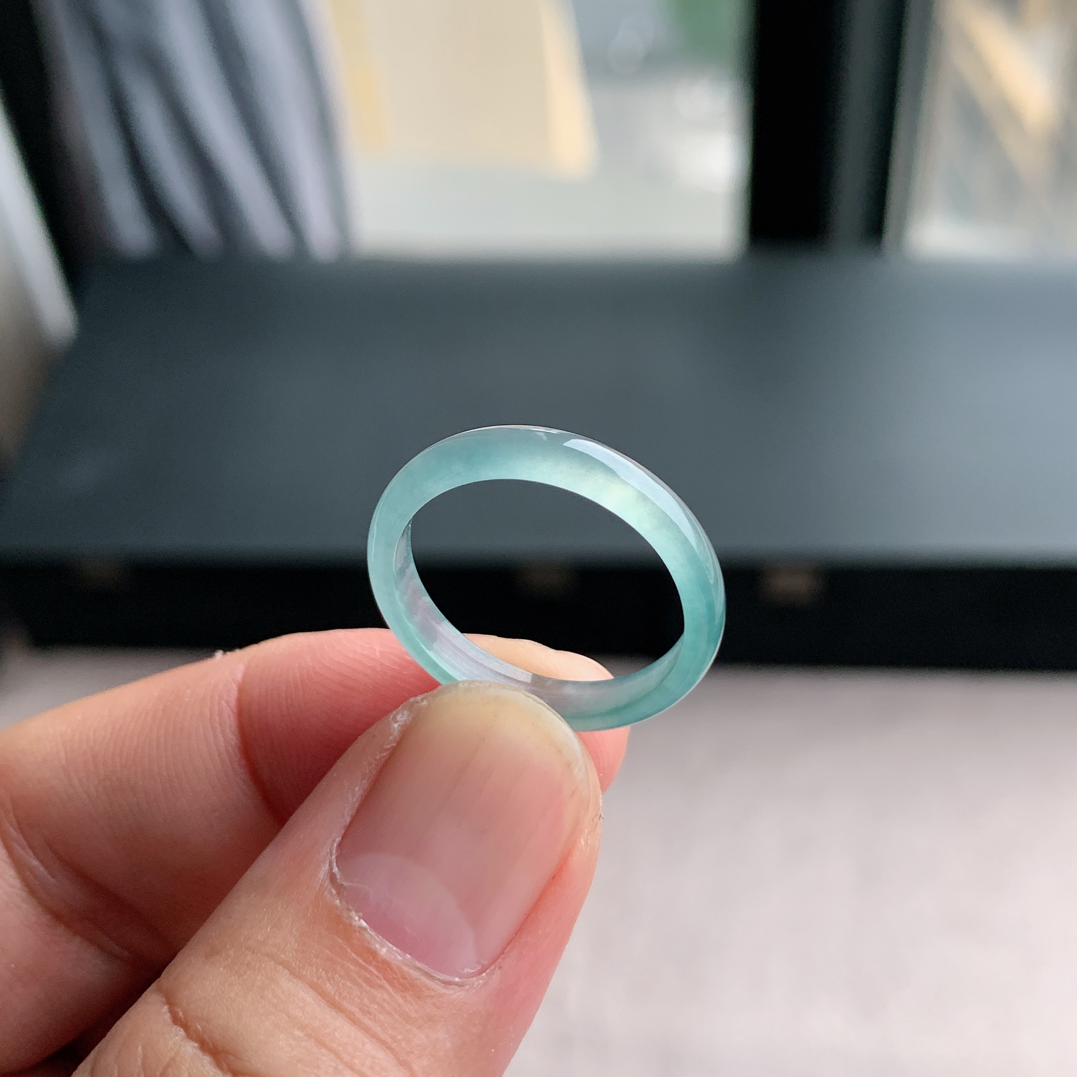 天然A货翡翠冰种20号白月光戒指