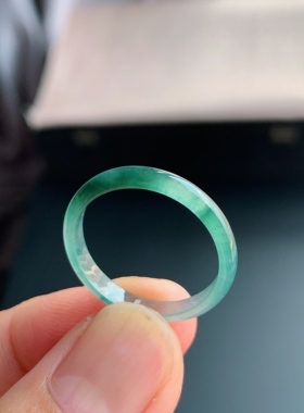 天然A货翡翠 冰种23号冰飘花男女戒指指环素圈戒圈尾戒LDE7