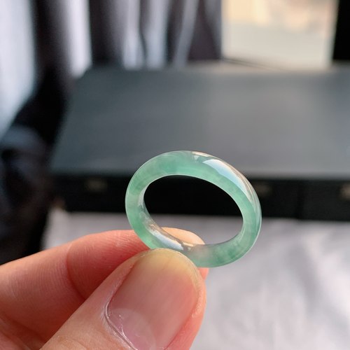 天然A货翡翠冰种16号天空蓝戒指