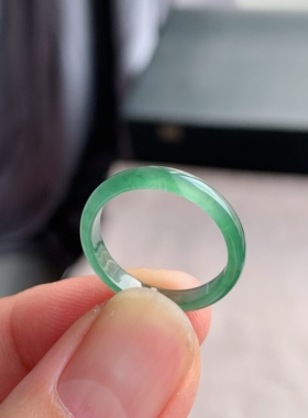 天然A货翡翠 冰种14号晴水绿男女戒指指环素圈戒圈尾戒XND4