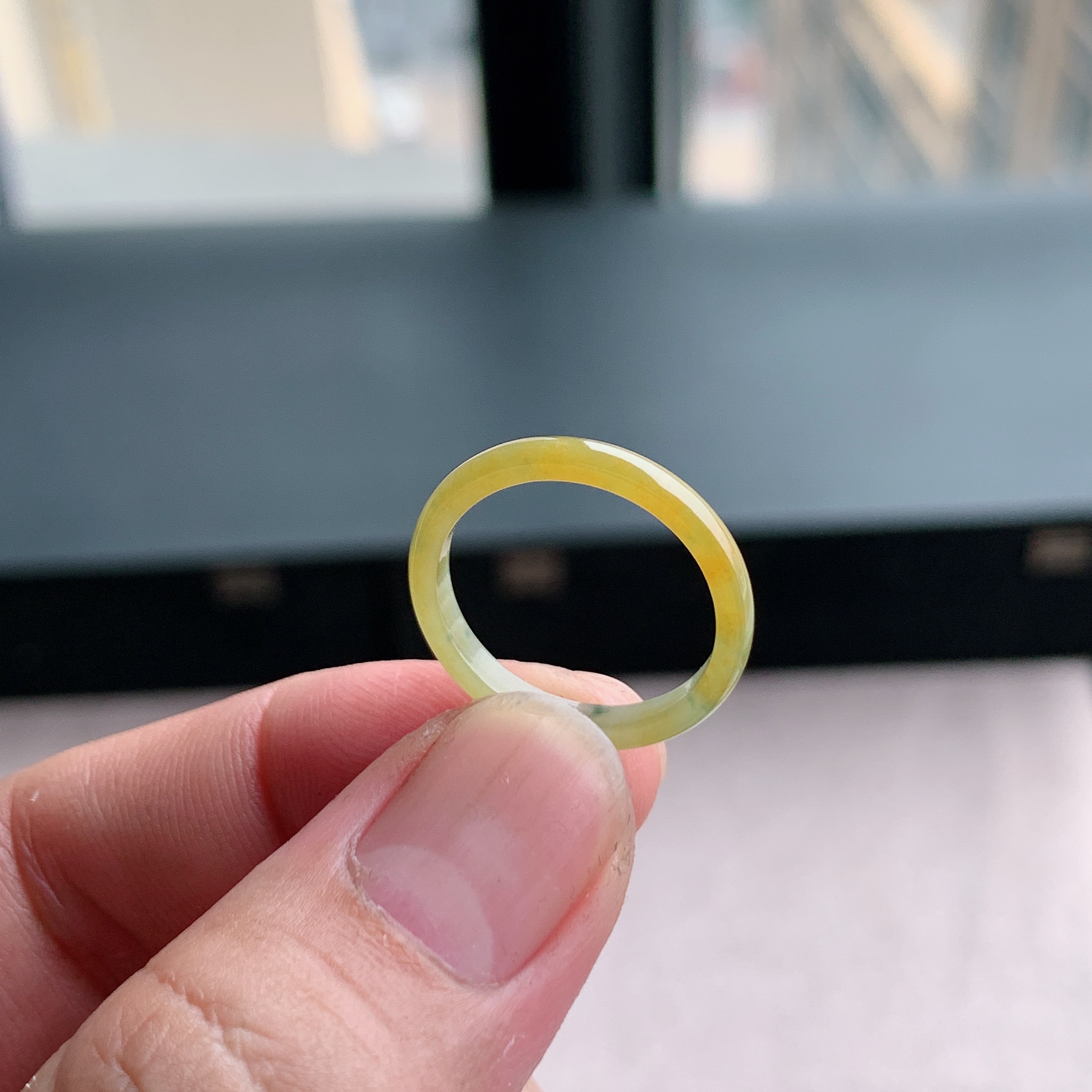天然A货翡翠冰糯种16号黄翡戒指