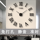 创意夜光挂钟网红客厅装 饰钟表简约时尚 贴墙数字时钟免打孔挂钟表