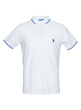 正品清仓US POLO美国马球协会男士短袖翻领POLO衫T恤白色修身夏装
