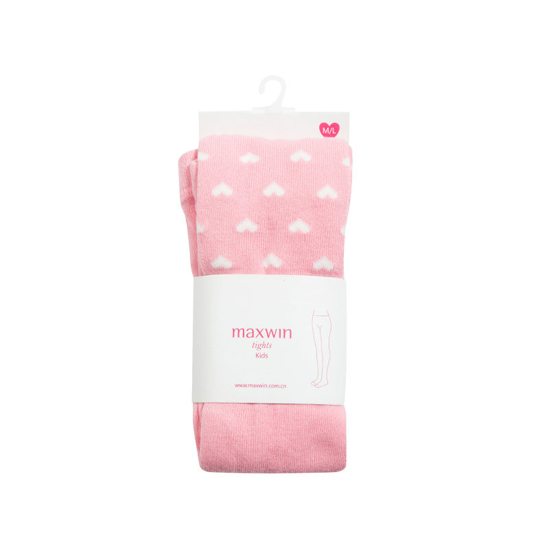 Maxwin kids 马威 女童素色提花连裤袜粉红 5-10岁
