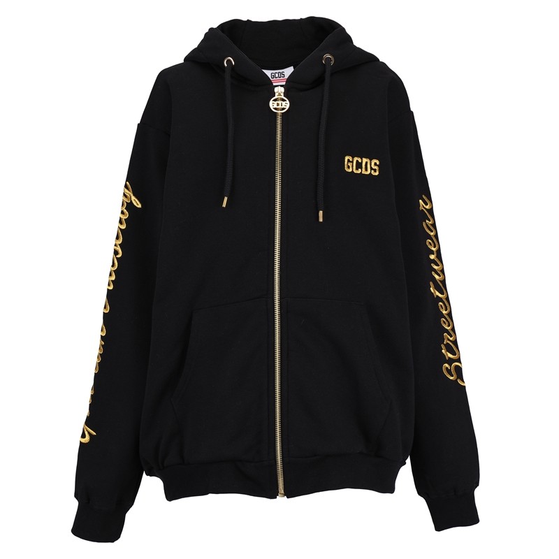 正品清仓gcds经典黑色ins连帽衫