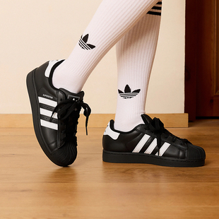 正牌阿迪达斯三叶草女鞋2026新款鞋经典复古贝壳头板鞋运动鞋黑色