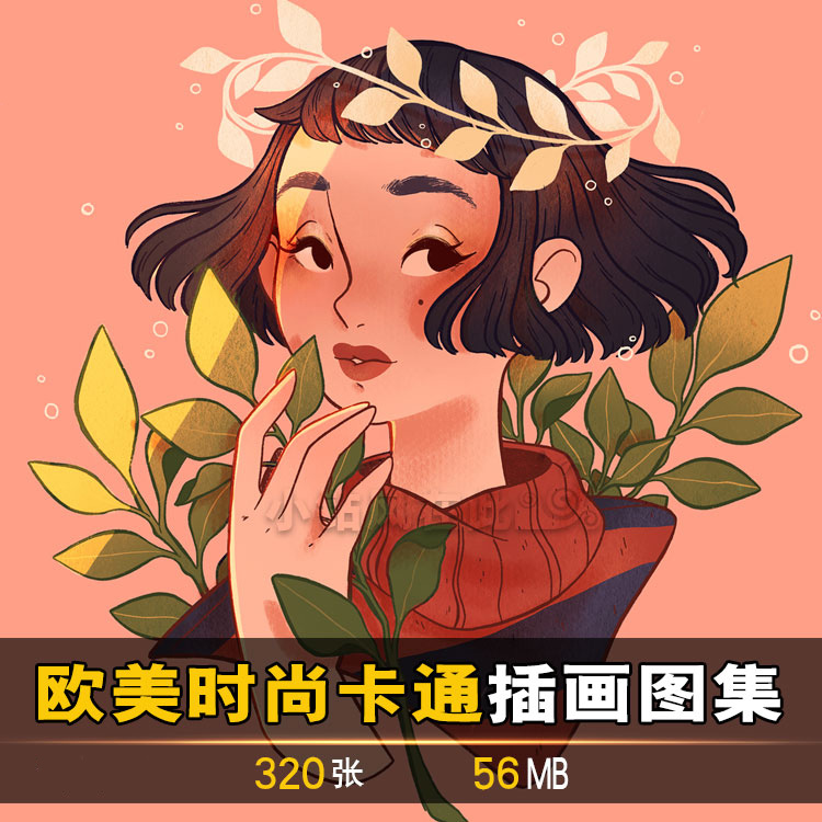 欧美卡通动漫画插画图片 q版角色 扁平风绘画素材