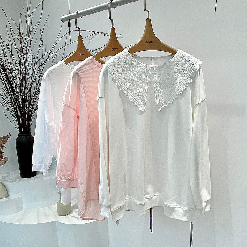 임신 컬러 출산 운동복 봄 새로운 흰색 다목적 니트 탑 바닥 셔츠 유행 셔츠