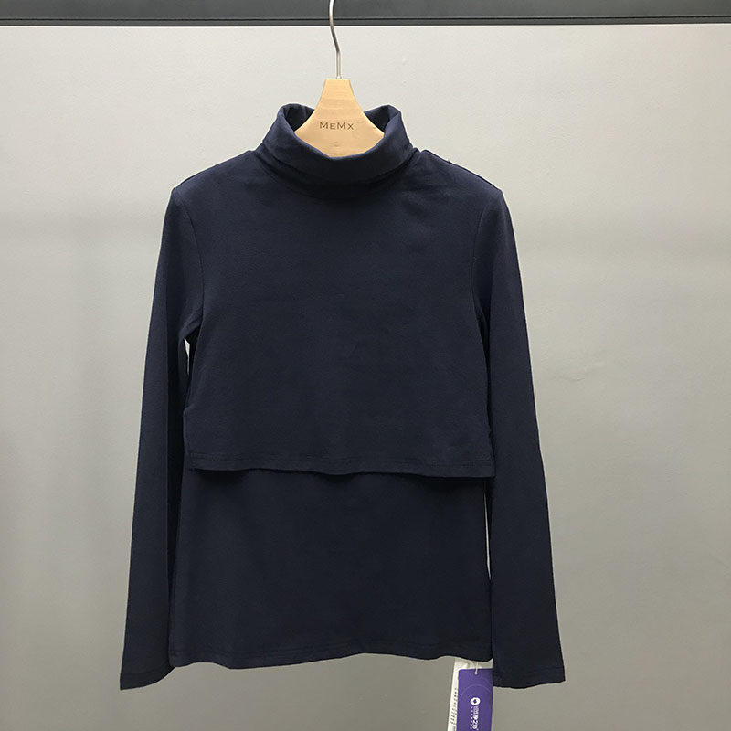 출산 색상 출산 바닥 탑 하이 칼라 가을 겨울 스타일 YWS193122-B 가로 슬릿 수유복이 있는 다목적 바닥 탑