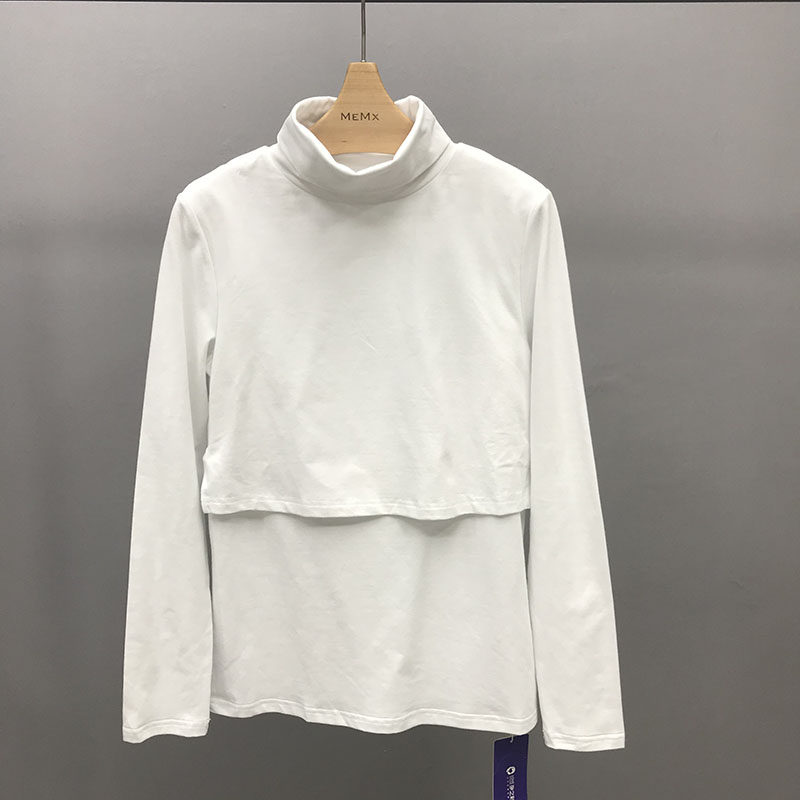 출산 색상 출산 바닥 탑 하이 칼라 가을 겨울 스타일 YWS193122-B 가로 슬릿 수유복이 있는 다목적 바닥 탑