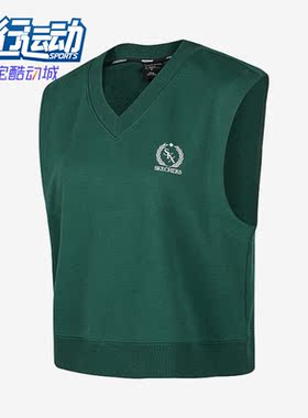 Skechers/斯凯奇正品女子新款V领复古针织背心马甲P423W046-02A2