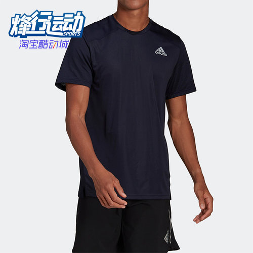 阿迪达斯跑步男子圆领运动短袖