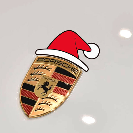 适用保时捷帕拉梅拉macan卡宴718车标装饰贴小红帽圣诞节帽子车贴