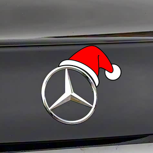 尾标车标圣诞帽子小红帽装 GLE 饰贴纸 GLB 适用奔驰C级E级AB级GLC