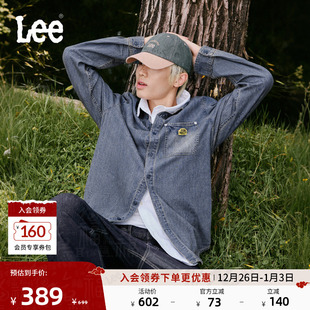 牛仔衬衫 翻领复古深蓝色男长袖 休闲潮A08747 标准版 Lee25秋冬新品