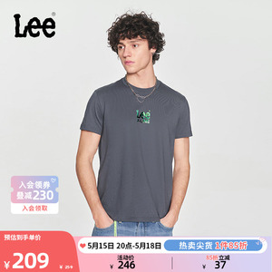 Lee24春夏新品标准版型镭射字母印花男圆领短袖T恤潮LMT0053904LE