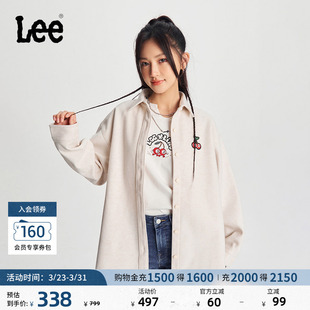 保暖休闲潮流LWT008914206 衬衫 Lee舒适版 仿羊毛毡米白色女士长袖