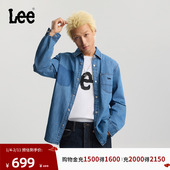 Lee商场同款 牛仔衬衫 26春夏新标准版 翻领小刺绣Logo中蓝色男长袖