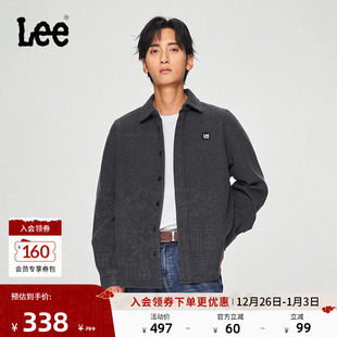 保暖休闲潮流LMT009030206 衬衫 Lee宽松版 仿羊毛深灰色男长袖