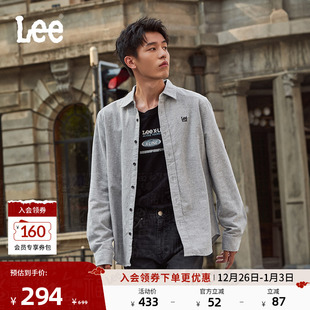 休闲潮流LMT009100206 衬衫 Lee标准版 抓绒刺绣小Logo翻领男长袖