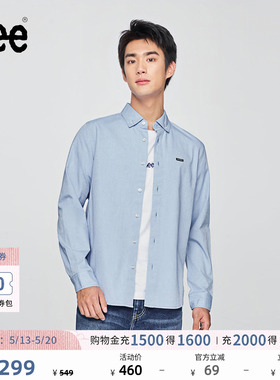 Lee标准版日常简约翻领小Logo徽标男长袖衬衫休闲潮LMT010826T12