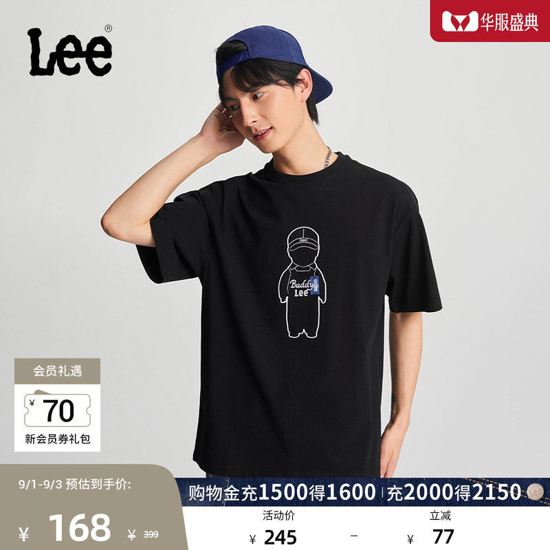 Lee商场同款经典圆领简约字母印花Logo日常男短袖T恤休闲潮LMT00图片