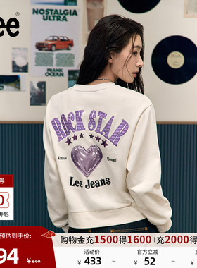 Lee商场同款舒适版刺绣Logo乳白色女卫衣休闲潮流LWT009181201