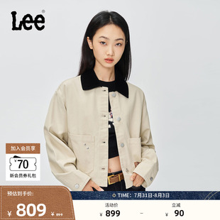 外套 Lee25秋冬新品 舒适版 灯芯绒撞色翻领花朵铆钉设计女短款 工装