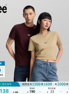 Lee经典圆领小Logo印花图案男女同款短袖T恤休闲潮流LUT0098384LE