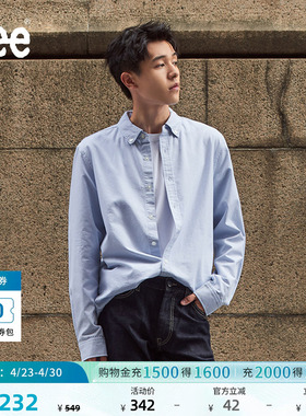 Lee标准版日常简约翻领小Logo男士长袖衬衫休闲潮流LMT009028T12