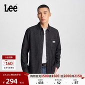 Lee标准版 休闲潮LMT009060100 牛仔衬衫 翻领工装 风翻领黑色男长袖