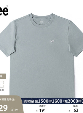 Lee商场同款舒适版男友风圆领刺绣Logo灰色女短袖T恤LWT0099604LE