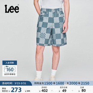 设计蓝色格纹图案设计男短裤 五袋款 休闲潮流A08019 经典 Lee舒适版