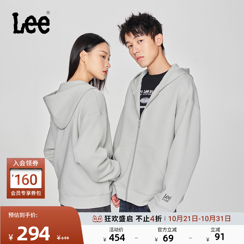 Lee男女同款宽松连帽长袖卫衣