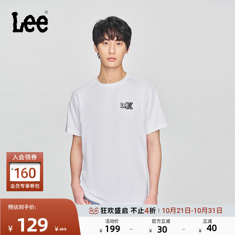 Lee25新品舒适版圆领卡通人物印花男短袖T恤休闲潮流LMT0098244LE