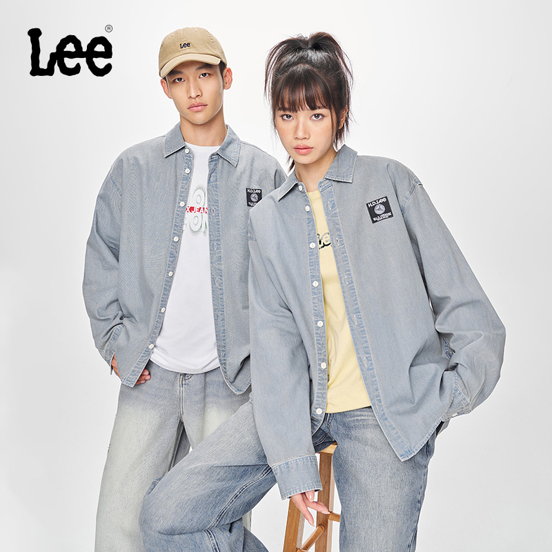 Lee宽松男女同款长袖牛仔衬衫