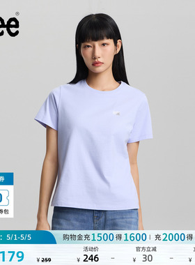 Lee26春夏新品经典圆领箔印Logo图案女短袖T恤休闲潮LWT0121944LE