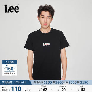 短袖 圆领重叠印花Logo男士 T恤休闲潮流LMT0098064LE 经典 Lee标准版