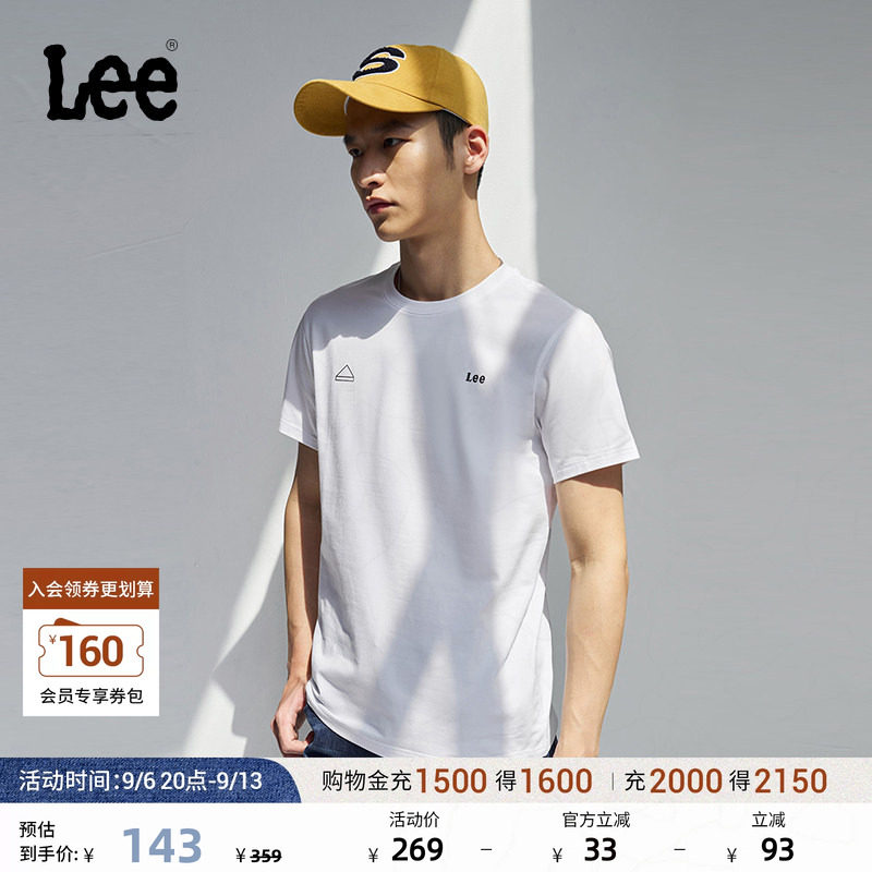 Lee商场同款修身版圆领Logo印花男短袖T恤休闲潮流LMT010172K99图片