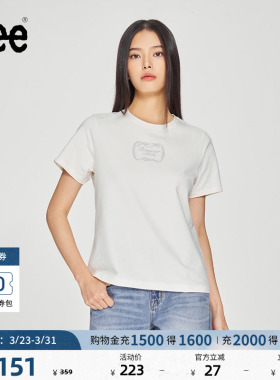 Lee商场同款标准版圆领蛇纹印花Logo女短袖T恤休闲潮LWT010188K99