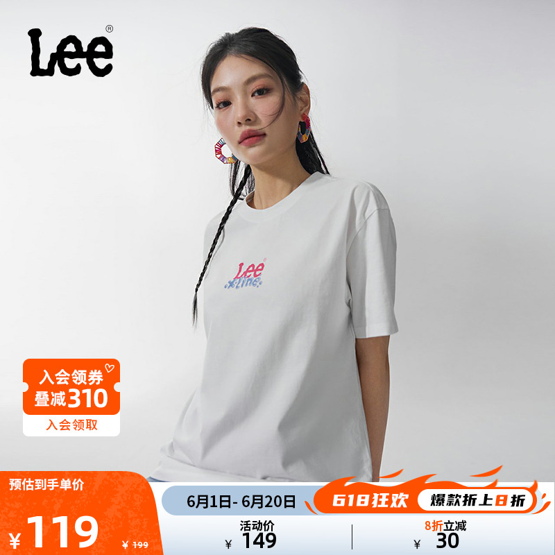 Lee24春夏新品Oversize水滴式Logo印花女短袖T恤休闲LWT0082174LE-封面