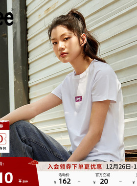 Lee25新品标准版圆领闪粉印花Logo女短袖T恤休闲潮流LWT0098664LE