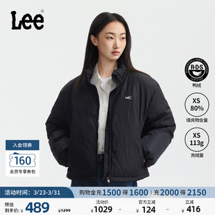 舒适版 今年流行爆款 立领裂纹图案Logo徽标黑色女 2026新款 Lee女装