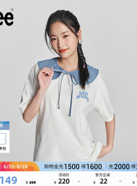 Lee舒适版圆领Logo字母印花图案日常女士短袖T恤休闲潮流LWT008