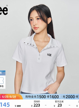 Lee修身版翻领闪光徽标Logo女士短袖polo衫休闲潮流LWT009859207